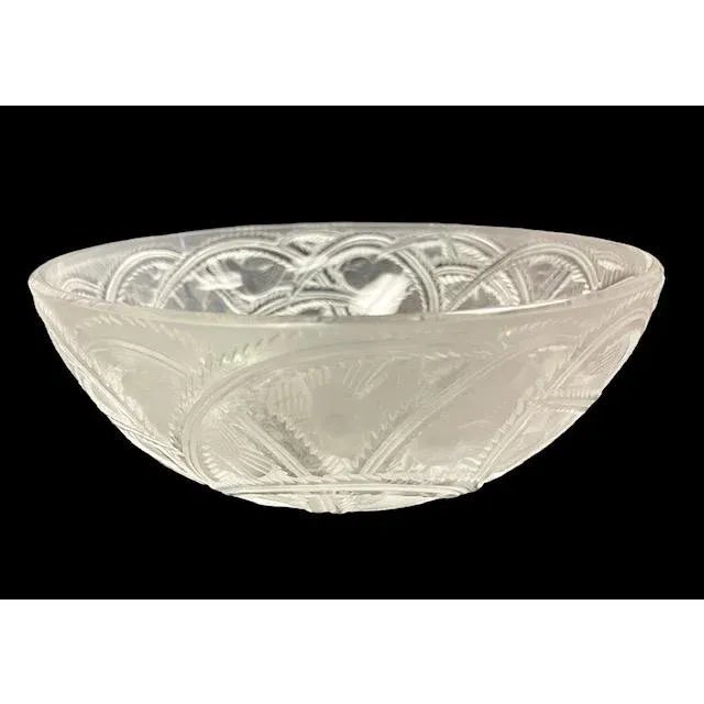 1930s 1930s Lalique Pinsons Clear and Frosted Crystal Bowl For Sale - Image 5 of 11
