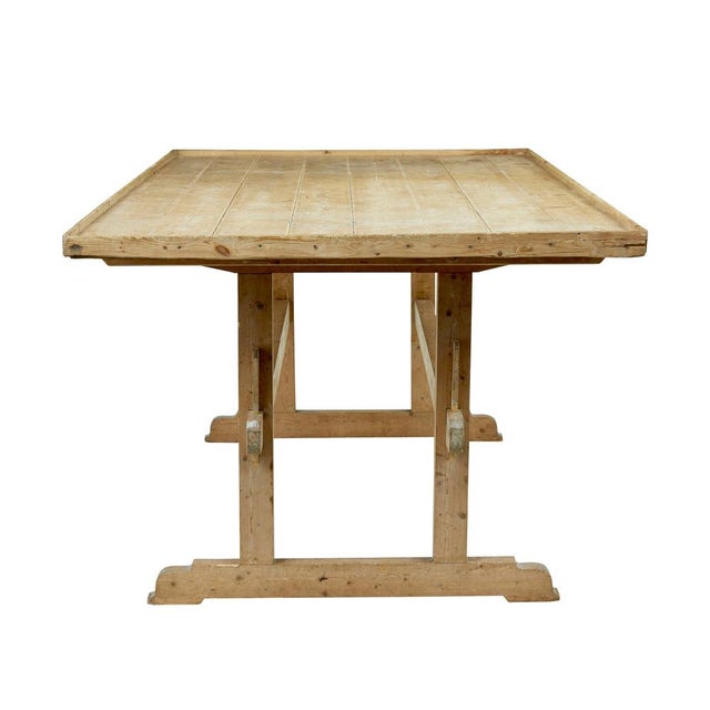19th Century Swedish Pine Trestle Bakers Table, 1850s For Sale - Image 4 of 10