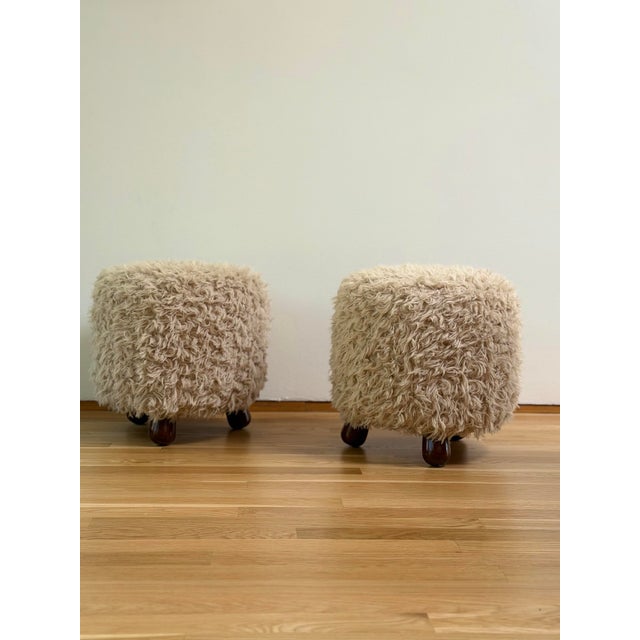 1970s Jean Royère Sculptural Round Taupe Ottomans - A Pair For Sale - Image 9 of 9