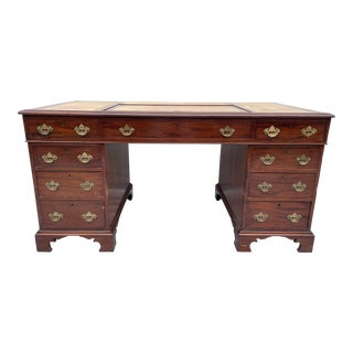 Executive Leather Top Mahogany Desk Early 20th Century For Sale