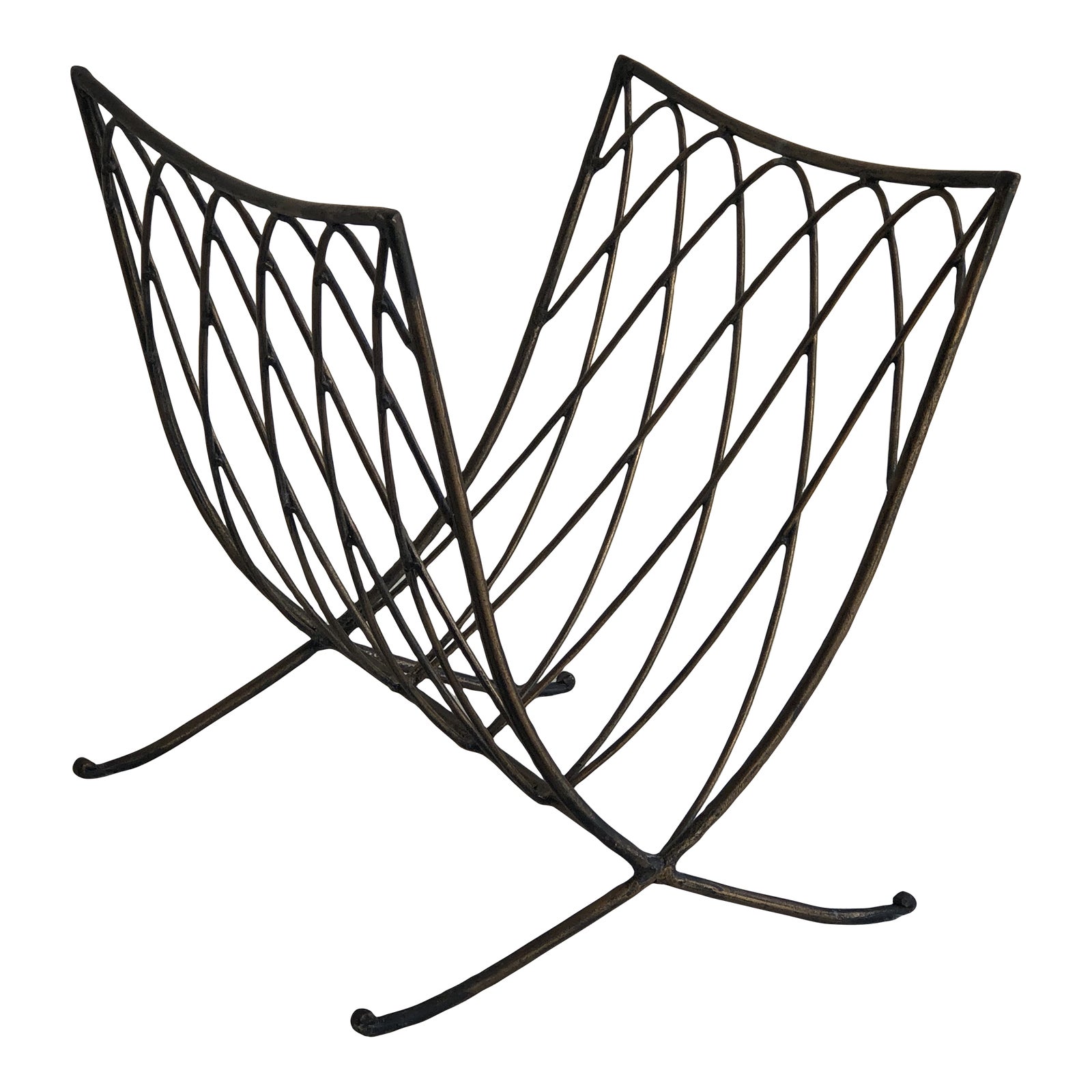 MidCentury Modern Wrought Iron Magazine Rack Chairish