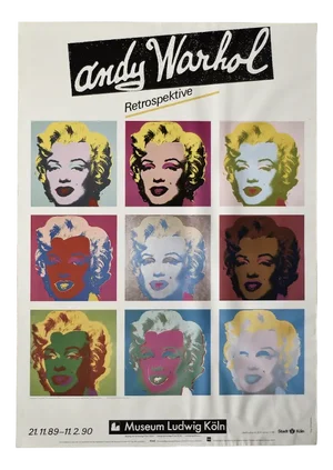 Original Andy Warhol Marilyn Monroe Exhibition Poster by Ros Nagy-Roden, Museum Ludwig Köln, 1989-1990