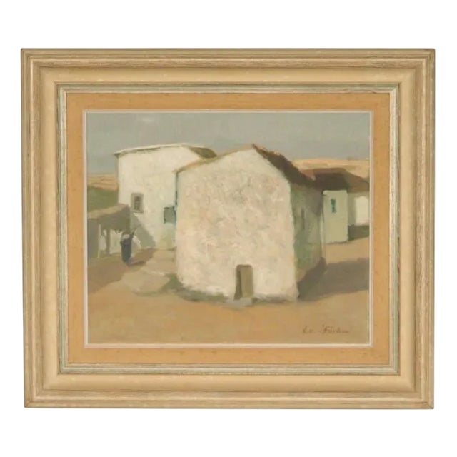 Evert Färhm, Houses, 1960s, Oil on Panel, Framed For Sale
