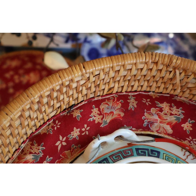Antique Chinese Dragon & Phoenix Porcelain Teapot With Fitted Warming Basket For Sale - Image 4 of 18