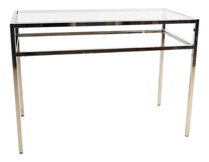 Table in Chromed Metal with Glass Top
