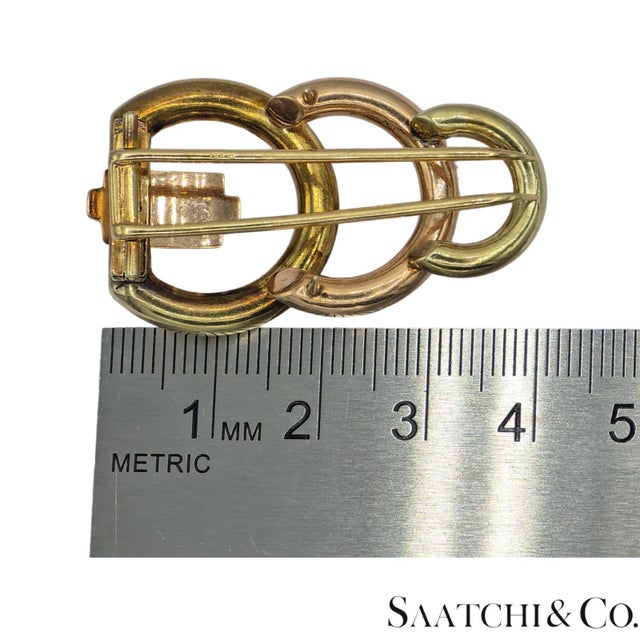 Metal 14k (585) Yellow and Rose Gold Vintage Brooch / Pin For Sale - Image 7 of 9