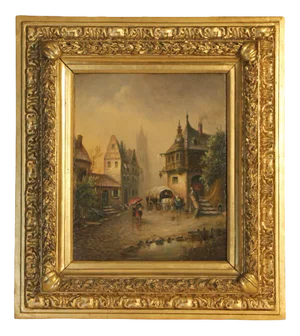 Fritz Reiss, Biedermeier Scene, 19th Century, Oil on Wood, Framed