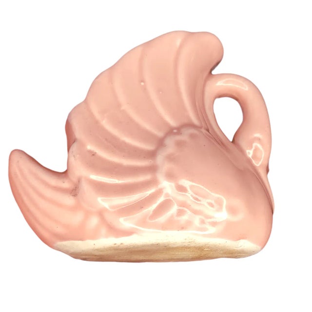 1960s Pink Swan Planter or Vase Ceramic Art Deco Small For Sale - Image 5 of 11