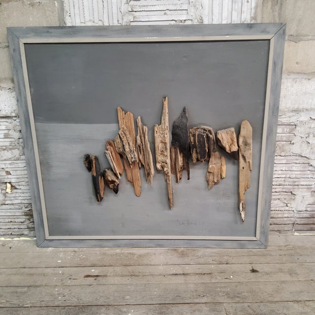 Paint and driftwood on canvas, signed and dated "Jane Frank '64" lr, sight size: 41 1/2 x 46 3/4 in., framed. Jane...