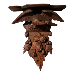 Circa 1860-1880 Black Forest Carved Eagle Wall Shelf