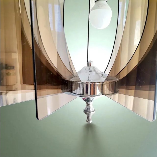 Mid-Century Modern Acrylic Glass and Silver Chromed Pendant, 1980s For Sale - Image 10 of 11