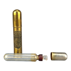 1920's Ladies Scent Bottle Vanidor Vial German Art Glass and Brass Perfume Bottle