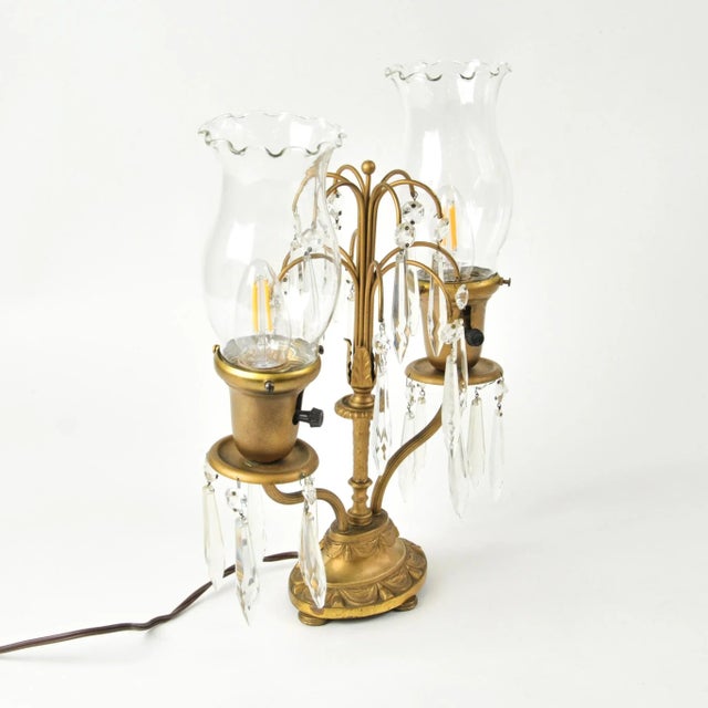 Antique French Girandole Waterfall Crystal Table Lamp For Sale In Rochester - Image 6 of 10