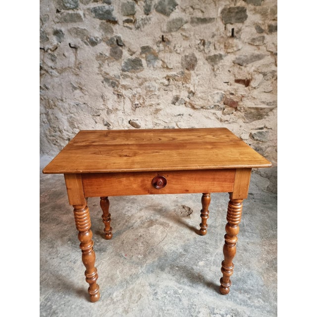 Antique French Walnut Writing Table with Drawer, 1900s For Sale - Image 6 of 16