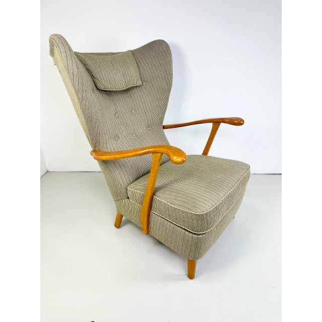 Mid-Century Modern 1950’s Swedish Highback Lounge Chair For Sale - Image 3 of 10