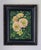 This oil painting captures a vibrant cluster of blooming dahlias, showcasing their soft peach and yellow hues against a...