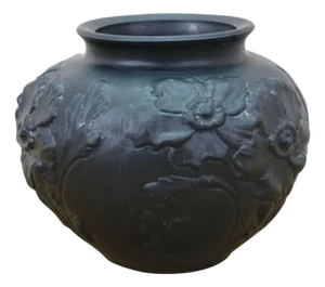 Antique Art Nouveau Tiffin Black Satin Amethyst Glass Poppy Rose Vase 7"