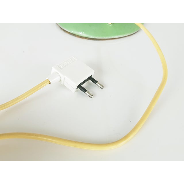 Mid-Century Adjustable Table Lamp in Aqua Green Metal and Brass, 1950s For Sale - Image 10 of 11