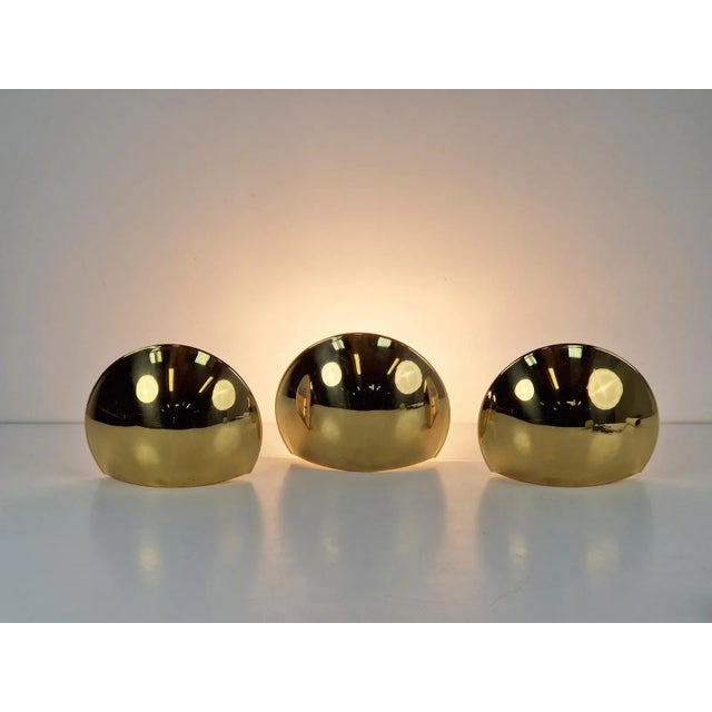 1980s Vintage Half Moon Wall Lamp in Brass, 1980, Set of 3 For Sale - Image 5 of 12
