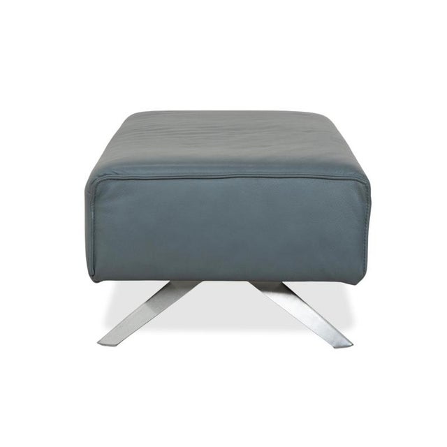 Blue Grey Petrol Leather Biella Stool from Himolla For Sale - Image 9 of 10