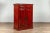 Early 20th Century Chinese Red Cabinet With Doors and Hidden Drawers and Distressed Gold Accents For Sale - Image 5 of 13