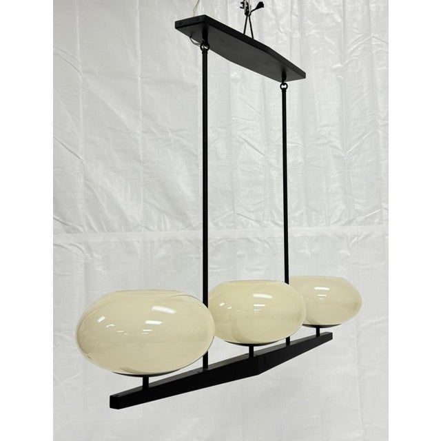 Marian Jamieson "Spyglass" Chandelier Antique Brass Shell White Glass For Sale - Image 9 of 18