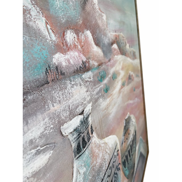 Late 20th Century Late 20th Century Large Signed Southwestern Pottery and Desert Landscape Textured Painting on Canvas For Sale - Image 5 of 13