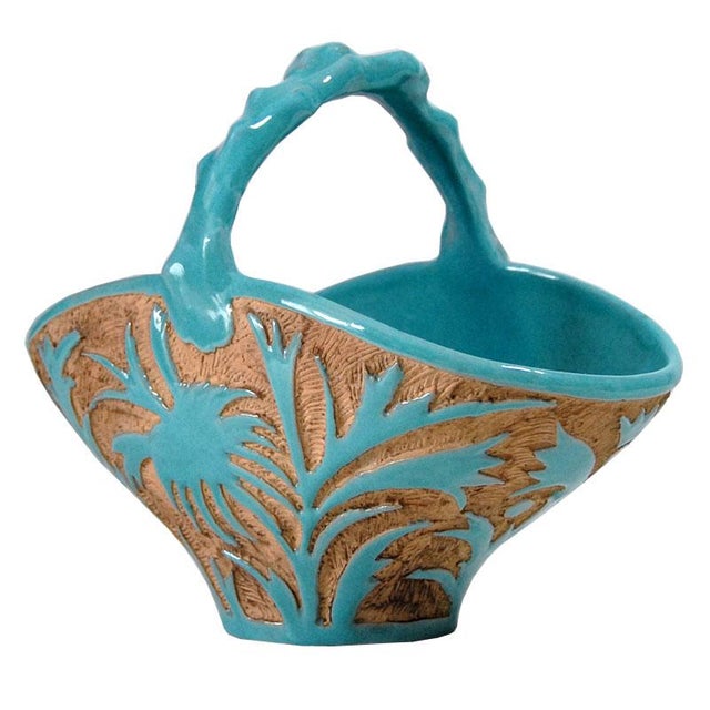 Blue Pottery Sgraffito Basket from Deruta, 1960s For Sale - Image 8 of 8