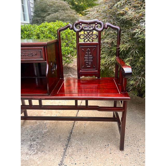 A vintage Chinese telephone table, circa 1970. Seat height 18.25'. Can't be used in multiple ways to include a plant...