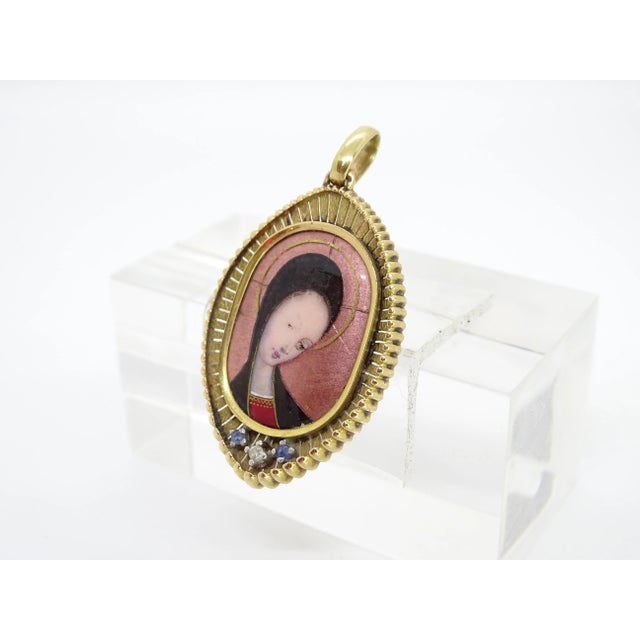 Vintage French 18k Gold and Enamel Pendant, 1900 For Sale - Image 15 of 18
