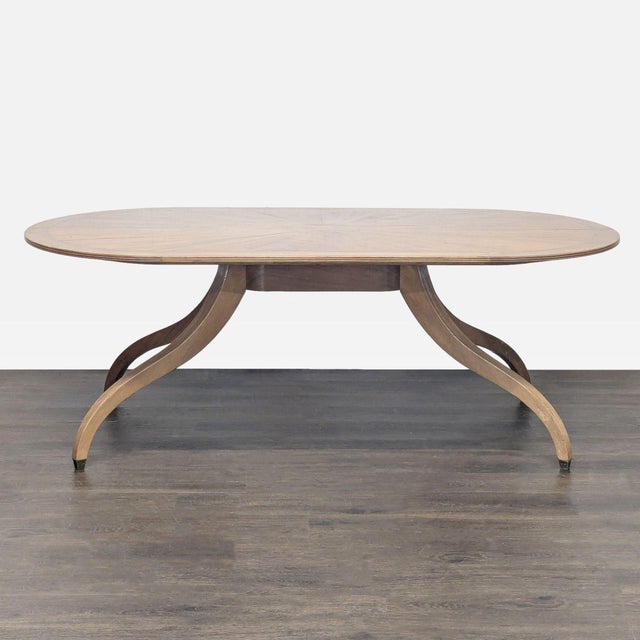 Regency style double pedestal table with reeded apron and spider legs. Brand: Rose Tarlow. Original Price: $17000....