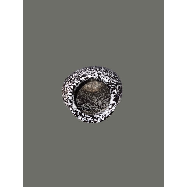 Ceramic Vintage Art Deco Style Speckled Ceramic Black & White Vase For Sale - Image 7 of 11