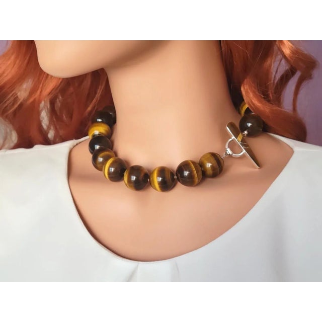 Tiger Eye Beaded Necklace For Sale - Image 4 of 8