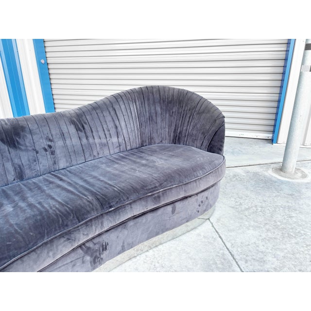 Mid-Century Serpentine Sofa With Chrome Base, 1980s For Sale - Image 9 of 13