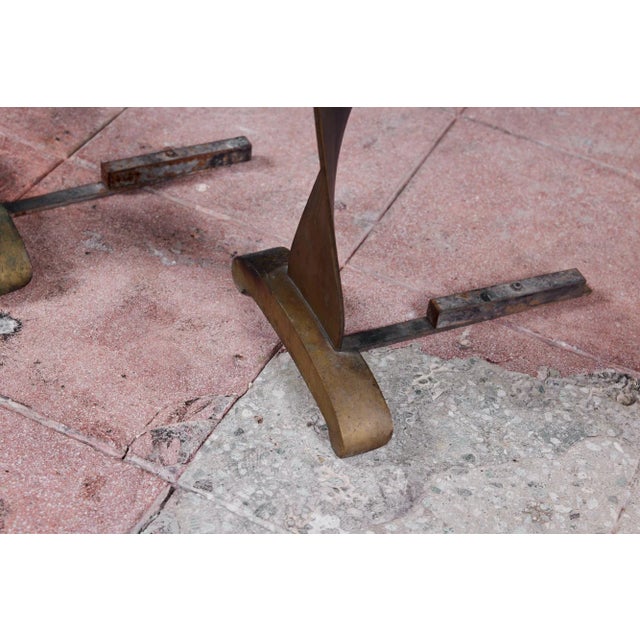 Modernist Twisted Bronze Andirons For Sale - Image 11 of 12