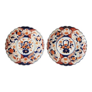 Antique 19th Japanese Meiji Period Scalloped Plates-a Pair For Sale