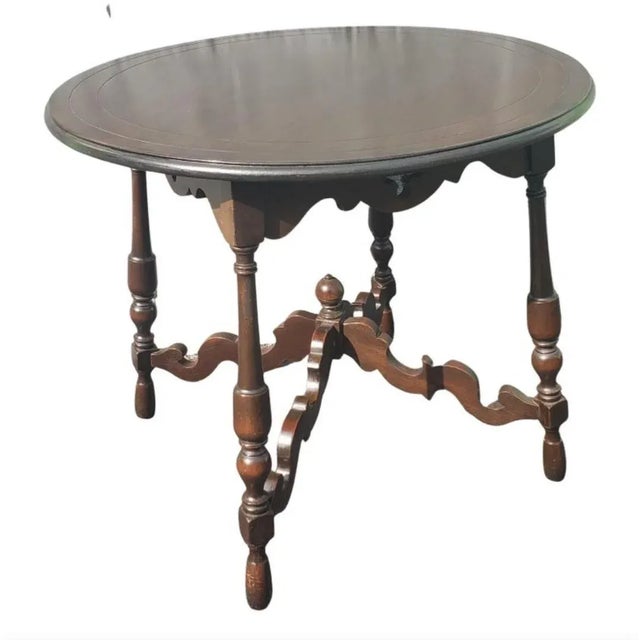 Wood 1930s Edwardian Walnut Center Table or Tea Table For Sale - Image 7 of 7
