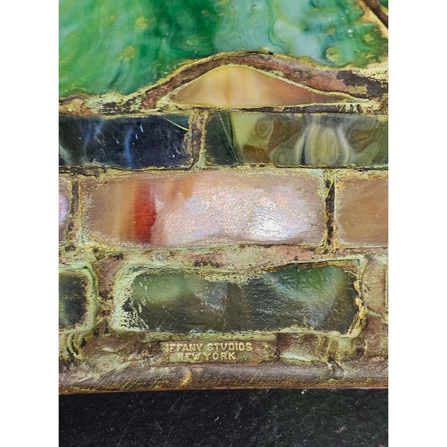 Red Mid 20th Century Tiffany Studios Style Signed Stained Leaded Glass Lamp Shade Poppy Flowers For Sale - Image 8 of 9