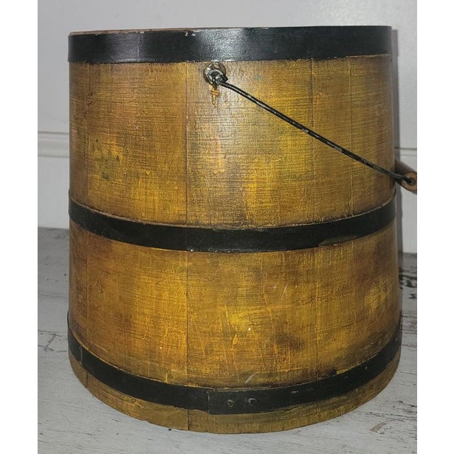 19th Century 19Thc Original Mustard Painted Bucket W/ Lid For Sale - Image 5 of 9