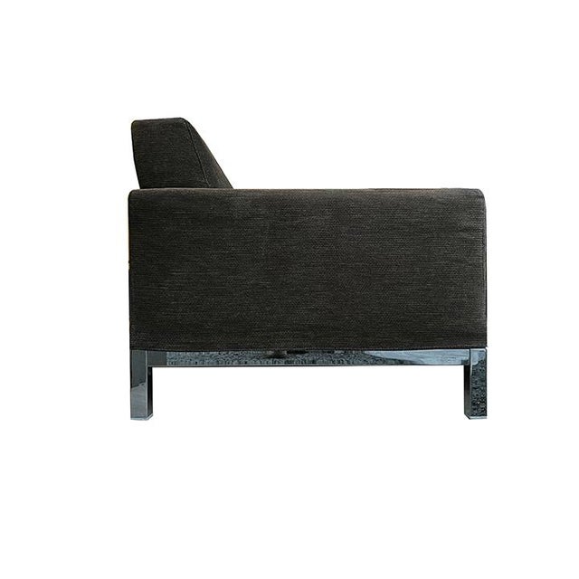 Minotti 3-Seater Sofa - Brown Textured Fabric With Brushed Metal Legs For Sale - Image 6 of 12