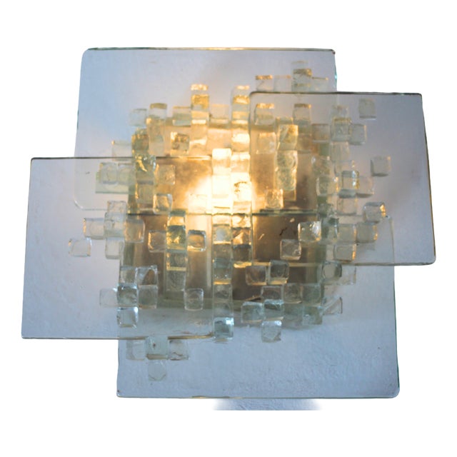 Pavo Sconce in Clear Murano Glass by Albano Poli for Poliarte, Italy, 1970s For Sale