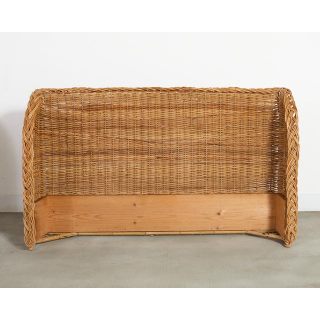 Wood Pair of Organic Modern Woven Rattan Wicker Wingback Headboards For Sale - Image 7 of 17