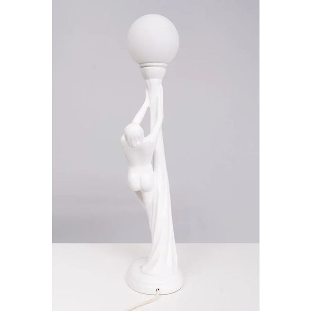 Art Deco Italian White Ceramic Naked Woman Lamp, 1970s For Sale - Image 10 of 11