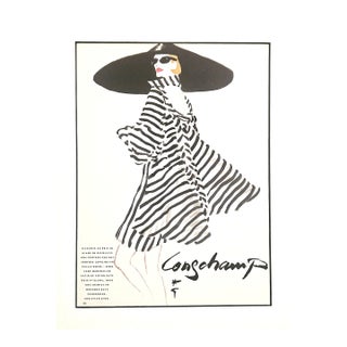 1991 French Christian Dior Summer Fashion Print at Longchamps by Rene Gruau, Matted For Sale