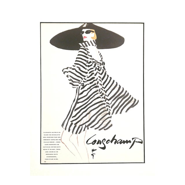 1991 French Christian Dior Summer Fashion Print at Longchamps by Rene Gruau, Matted For Sale