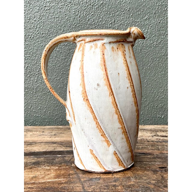 Vintage Original Studio Pottery Swirl Vase For Sale - Image 9 of 12