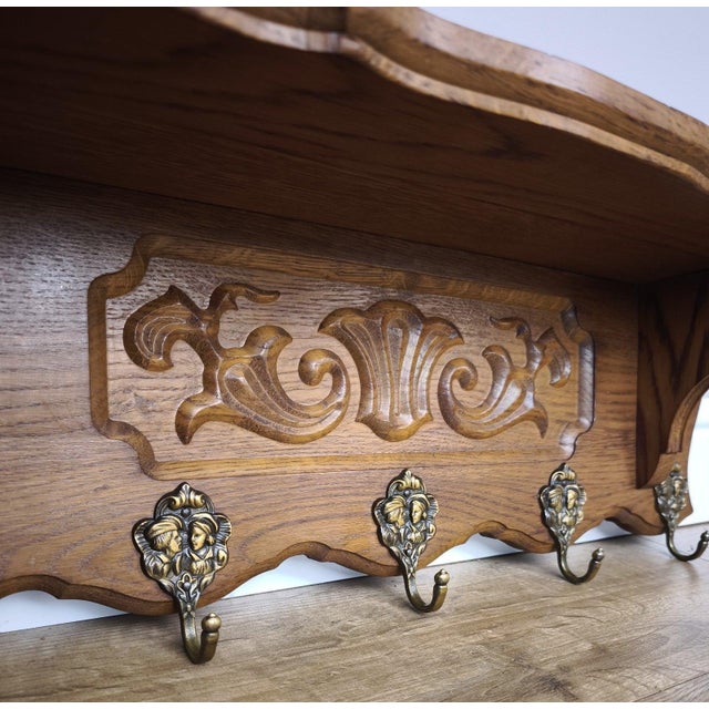 Wood Vintage French Coat Rack in Oak For Sale - Image 7 of 8