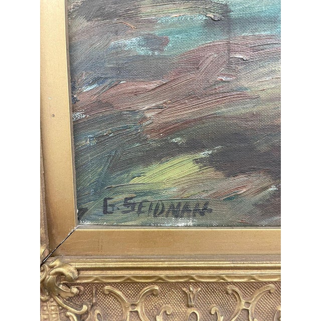 1970s 1970s Vintage Mid Century Modern Framed Scenery Landscape. Signed Original Painting G.Seidman For Sale - Image 5 of 9
