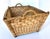 Imported from Germany. Vintage European wicker market basket with interlocked braided edge, wood slat supports, and...