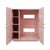 Contemporary Matthew Izzo Home Poppy Pink Lacquer Two Door Cabinet With Lattice Design and Brass Knobs For Sale - Image 3 of 5
